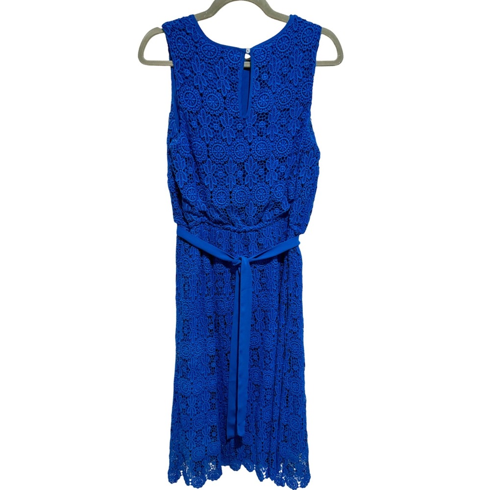 Lands' End Women Blue Floral Lace Sleeveless Sheath Dress Elegant Party Size 12 - Picture 2 of 11